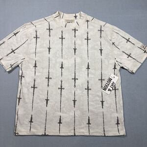 Art & Motion Fleece Factory Sword Dagger Print T-Shirt Cream Sz M NWT